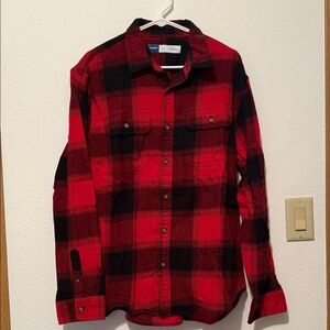 Old Navy Red and Black Plaid Button-Down Shirt